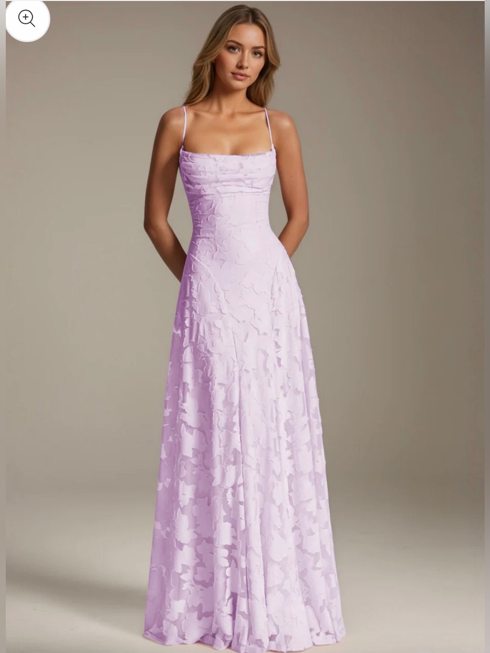 Lilac Spaghetti-Strap Maxi Dress with Subtle Floral Texture